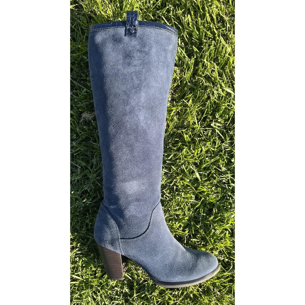 UGG Boots Womens Size 7 Blue Suede Tall Knee High Riding Block Heel 1014381 - Picture 6 of 12